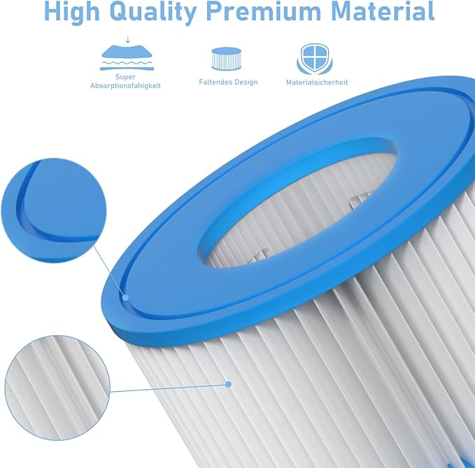 Type VI Hot Tub Filter Cartridge Compatible with Lay-Z-Spa, Coleman SaluSpa 90352E, 58323E, 58323 Swimming Pool Pump, 8 Pack
