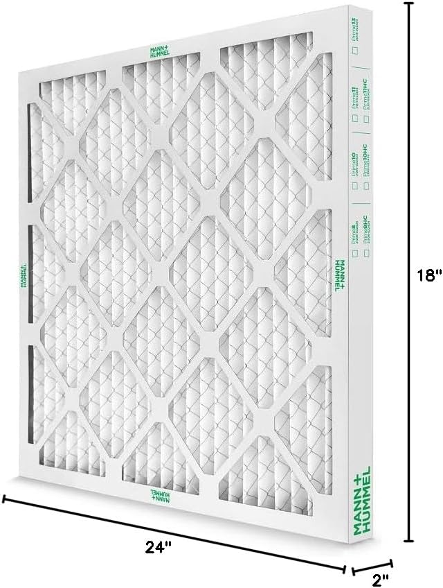 Mann+Hummel 18x24x2 MERV 8 Pleated HVAC AC Furnace Air Filters. Case of 12. (Exact Size: 17.38 x 23.38 x 1.75 Inches)