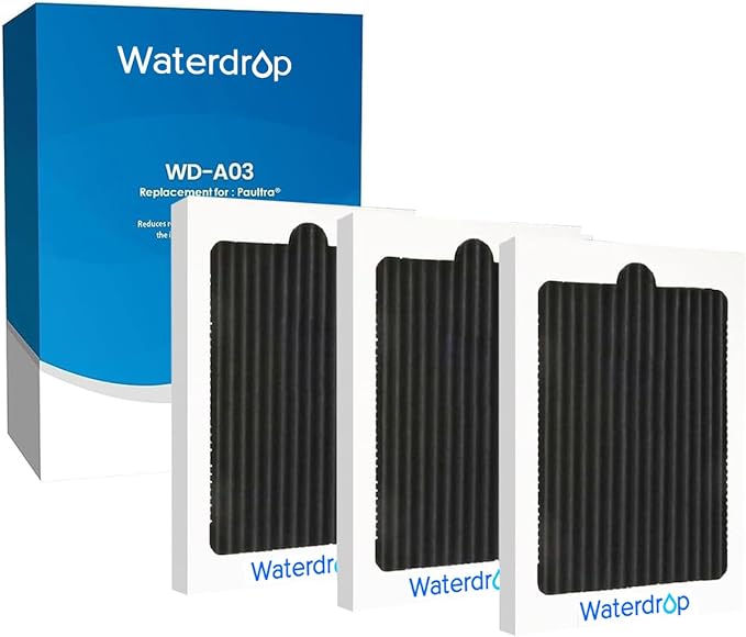 Waterdrop Paultra Replacement for Frigidaire® & Electrolux® EAFCBF®, Paultra® Refrigerator Air Filter, Pure Air Ultra®, SCPUREAIR2PK, 242047801, 242061001, 242047804, Carbon Activated Filter, 3 Pack