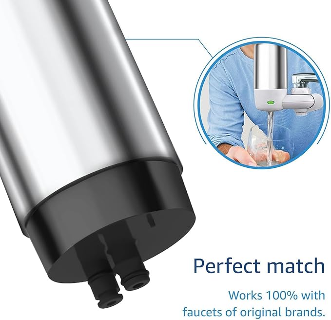 Waterdrop 7027S Faucet Water Filter, Replacement for Brita® Filter, 36311 On Tap Water Filtration System, Brita® Replacement Filters, 4-Months or 100 Gallons, Chrome, 2 Pack