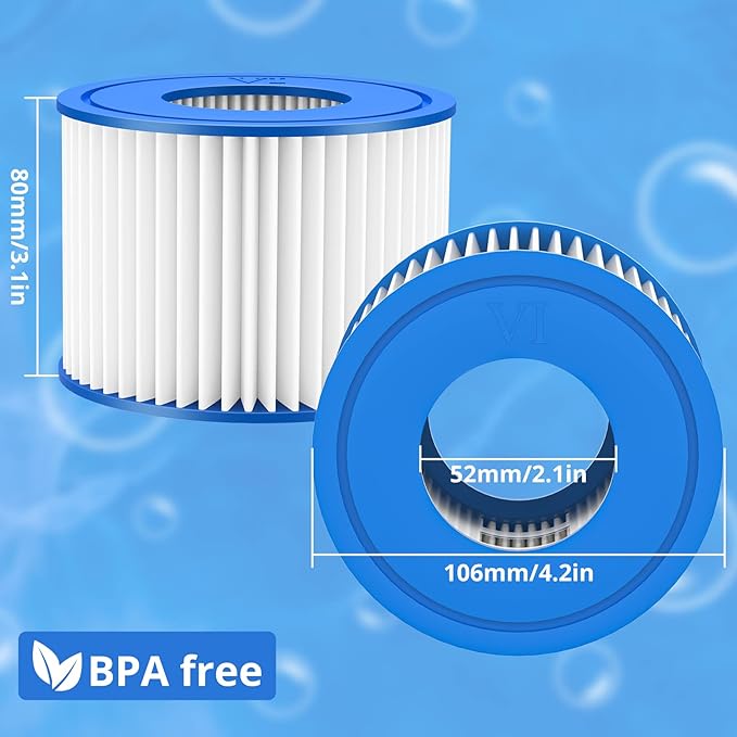 12 Pack Type VI Filter. Hot Tub and SPA Filter Replacement Cartridge. Compatible with Coleman SaluSpa 90353E, 58323E, 53323, Lay-Z-Spa