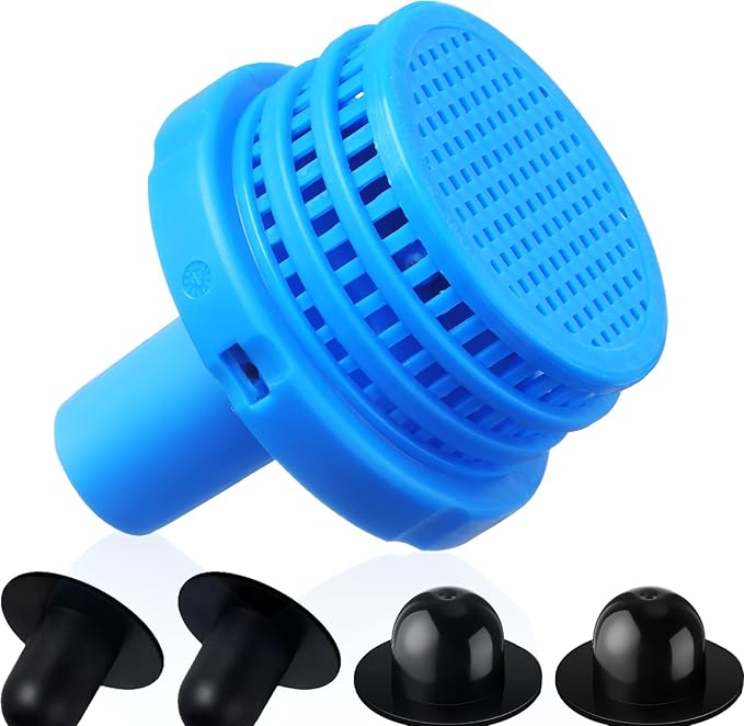 Pushglossy 1 Set Swimming Pool Water Jet Connectors Replacement Parts Kit with Pool Inlet and Outlet Strainers & Filter Hole Plugs for 25022e, 1.25 Inch Fittings, Above Ground Pools (Blue)