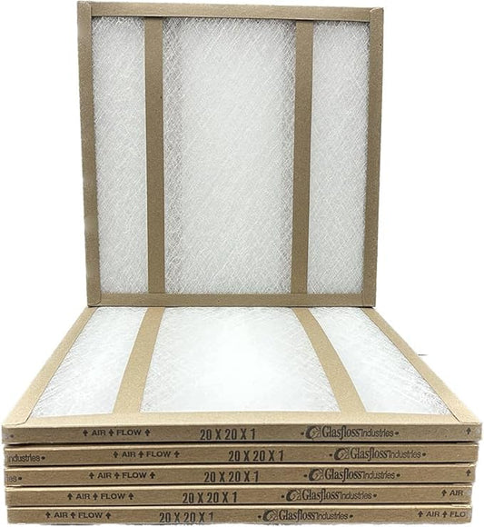 20x20x1 Glasfloss Fiberglass Air Filter, Double Strut, GDS Series, Made in USA, Actual Size: 19 5/8 x 19 5/8 x 3/4 (Box of 6)