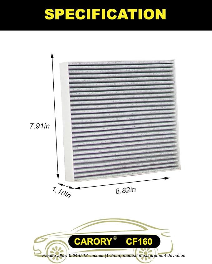 Cabin Air Filter w/Activated Carbon for Hyundai Kona 18–23, Tucson 16–21, Veloster 19–21, Veloster N 19–22, Venue 20–25, Kia Seltos 21–25, Soul 20–25, Soul EV 21–23, Sportage 17–22 and More