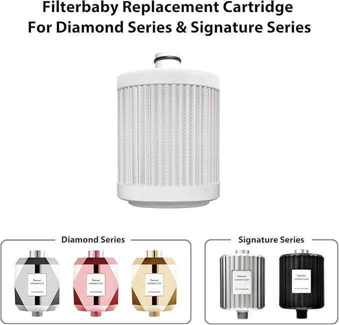 Filterbaby Genuine Official Diamond & Signature Shower Filter Refill, NSF Standards Replacement, Reduces up to 99% Chlorine, Lab Tested for Chloramine, Certain Heavy Metals & 40+ Contaminants, 1 Pack