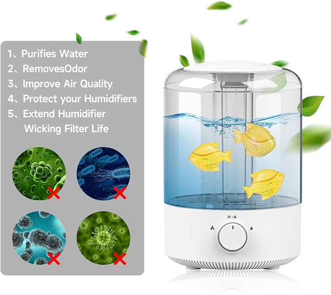 Humidifier Tank Cleaner, Raipoment 10PCS Universal Humidifier Filters Fish Compatible with Drop,Droplet, Warm&Cool Mist Humidifiers,Fish Tank[Keep The Water