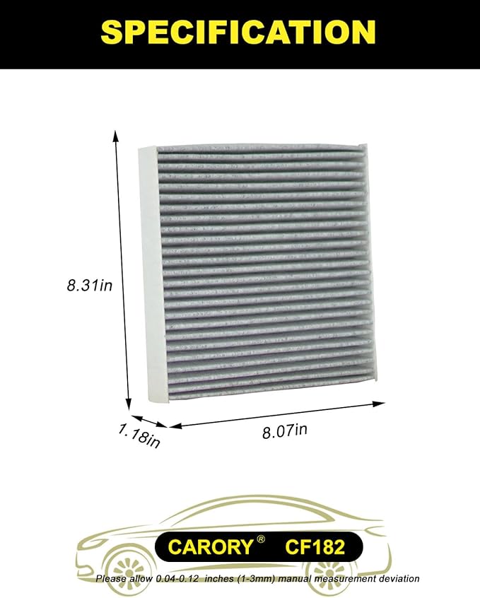 Cabin Air Filter w/Activated Carbon for Honda 2017–2025 CR-V, 2016–2025 Civic, 2009–2020 Fit, 2016–2025 HR-V, 2018–2025 Odyssey, 2010–2022 Insight, 2019–2025 RDX, 2022–2025 MDX, and More