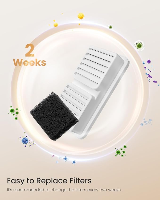 Replacement Filter for Cat water Fountain - 12 Packs Pet Water Bowl Filters - 12 Filters & 12 Sponges for Stainless Steel Cats/Dog Water Dispenser - Activated Carbon & Sponge Foam Filtered