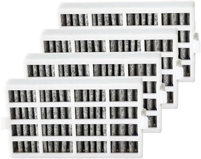 4 Pcs Refrigerator Air Filter Fit for Whirlpool WRF767SDHV02, WRF767SDHZ00, WRF757SDHZ02, WRF989SDAE02, WRF989SDAH01, WRF964CIHV00, WRF767SDHZ01, WRF767SDHZ02, WRF757SDHZ00, WRF757SDEM01, WRF767SDEM01