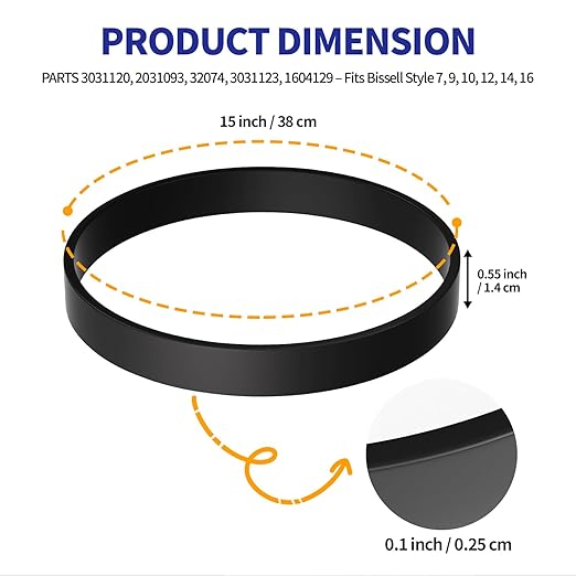 5-Pack for Bissell Style 7/9/10 P/N 3031120 Vacuum Belts Fits PowerForce Helix CleanView Swivel Rewind Pet Powerlifter Pet Hair Eraser Vacuum Cleaner 2031093 32074 3031123