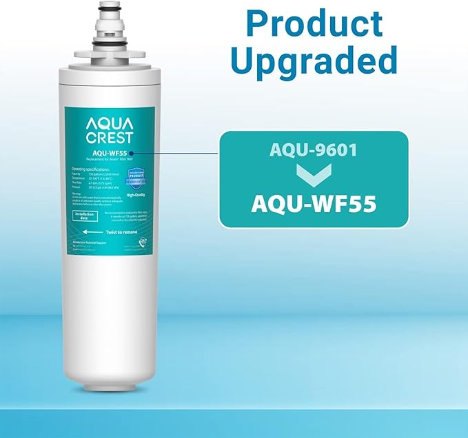 AQUA CREST 9601 Water Filter, Replacement for Moen 9601 ChoiceFlo 9600, 9602, 9500, 9501, 9502, Compatible with Moen Sip Filtered Kitchen Faucets, 750 Gallons or 6 Months, 2 Pack