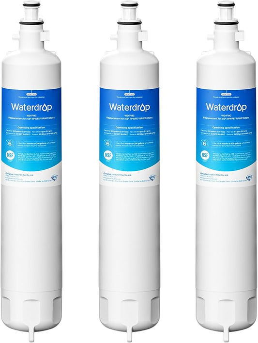 Waterdrop WD-F19C Replacement for GE® RPWFE®, RPWF (Built-in CHIP) Refrigerator Water Filter, Compatible with GFE28GYNFS, GFE28GELDS, PFE28KELDS, PFE28KYNFS, GFD28GELDS, PWE23KELDS, 3 Filters