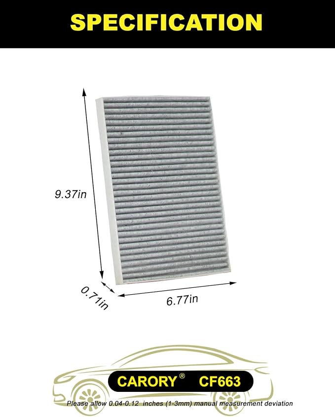 CARORY Cabin Air Filter w/Activated Carbon for 2008-2017 Buick Enclave, 2009-2017 Chevy Traverse, 2007-2016 GMC Acadia, 2017 GMC Acadia Limited, 2007-2010 Saturn Outlook, CF11663, 20958479