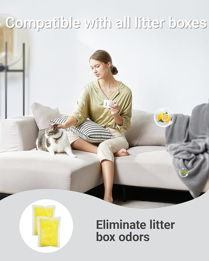 6 Pcs Cat Litter Box Deodorizer Refills Compatible with Whisker OdorTrap Pod Litter Robot 4 Accessories Filter, Eliminates Odors, Litter Box Odor Eliminator (Lemon Scent)