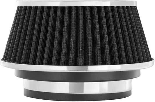 Spectre Universal Clamp-On Air Filter: High Performance, Washable Filter: Round Reverse Tapered; 3 in/3.5 in/4 in Flange ID; 2.625 in (67 mm) Height; 6 in (152 mm) Base; 4.75 in Top, SPE-8161, Black