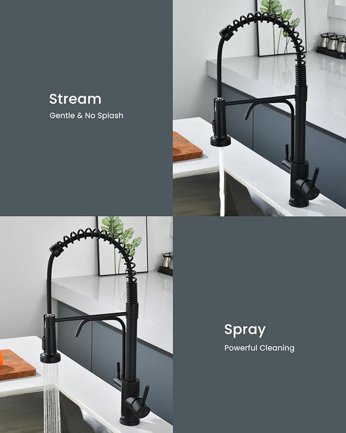 APPASO Black Kitchen Faucet with Drinking Water Faucet, 3 in 1 Pull Down Lead-Free Faucet with Purfied Water Faucet, Single-Handle Kitchen Water Filter Faucet, Matte Black (Without Filtration Device)
