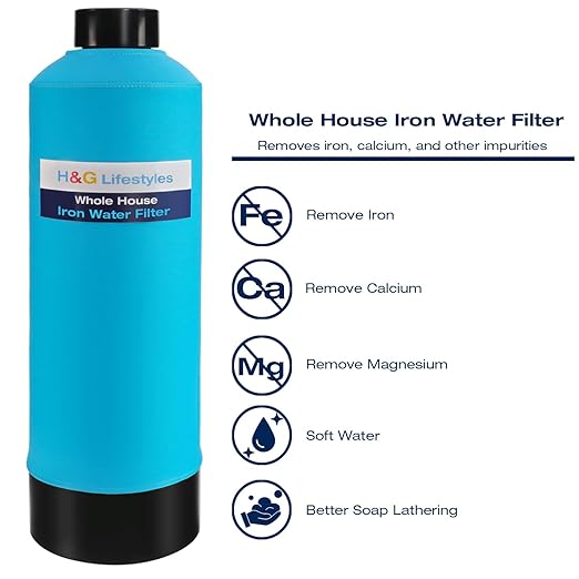 H&G Lifestyles Whole House Water Filter System, Iron and Manganese Water Filter for Well Water & City Water,Reduce Iron Heavy Metal, Silver-Enhanced, Soften Water, 700,000 Gallons