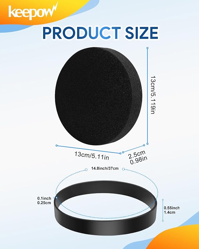 KEEPOW Vacuum Belt and Filter Compatible with Bissell Powerlifter/CleanView Swivel Rewind Pet Vacuum Models 2191,2190,1700,1701,1797,2492,2252,2253,2254,2256,2258,2691,2692, 2+1 Pack