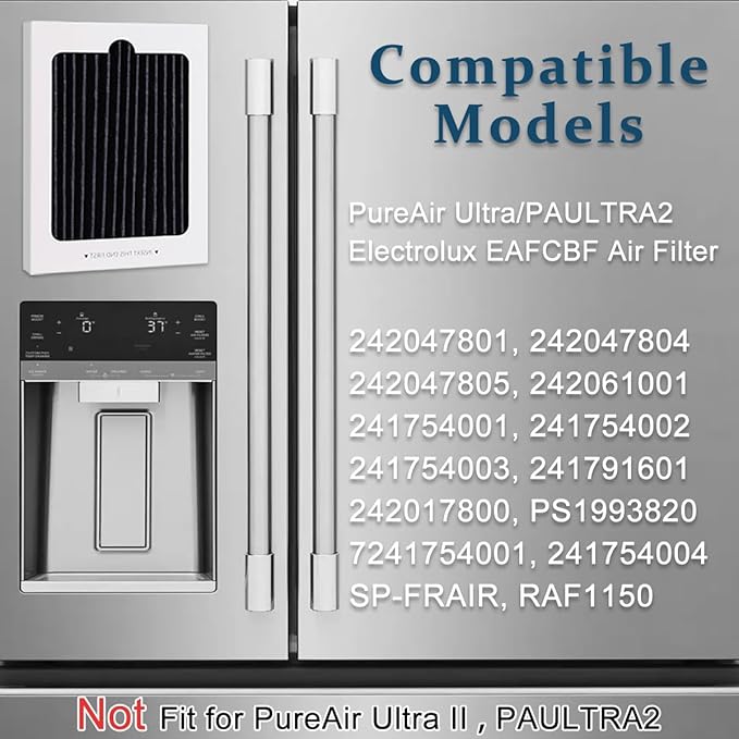 6 Pack Refrigerator Air Filter Replacement for Frigidaire PAULTRA Pure Air Ultra & Electrolux EAFCBF, Compatible with Part # 242061001, 242047801, 242047804