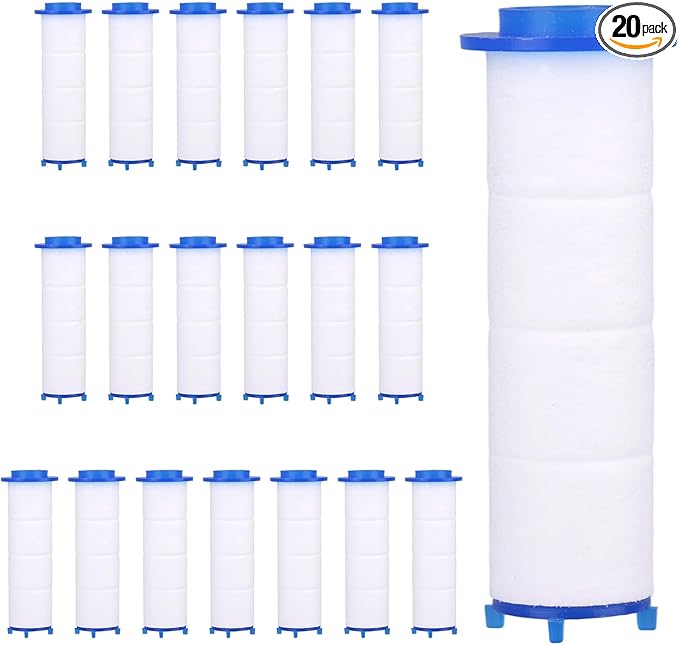 20pcs Shower Head Filter for Drivese, White Turbo Shower Head Filters Replacement Water Filter Core Accessories for Drivese Handheld Showerhead