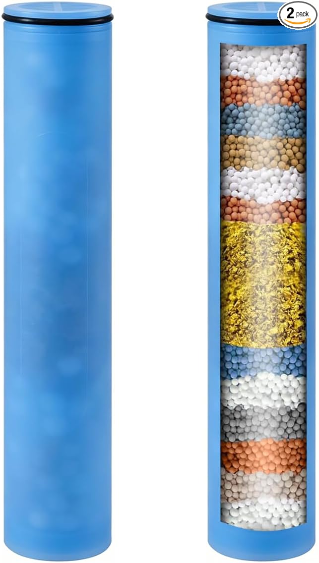 Shower Head Filter Replacement Cartridge, Multi-Stage Longest Lasting High Output Universal Shower Filter Reduces Chlorine, Hard Water Heavy Metals & Sediments (2Pack)