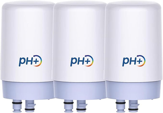 AQUA CREST 7027W Alkaline Faucet Water Filter, Replacement for Brita® Filter, Brita® Filter Replacement, 36311 On Tap Water Filtration System, FR-200, FF-100, Increase PH, 3 Pack