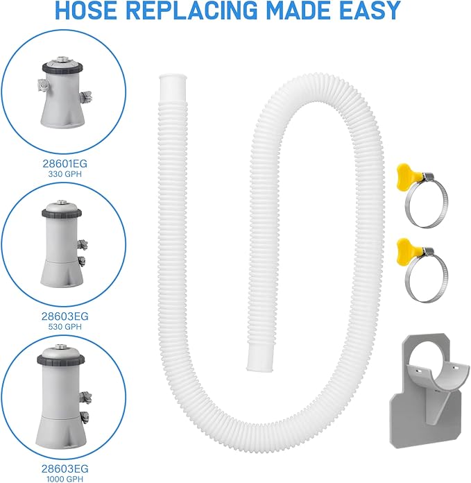 Replacement Hose for Pool Pump 1.25" Diameter Swimming Pool Hose for Above Ground Pools, 59" Long 2 Pack Filter Pump Hose for Pump Models(330 GPH, 530 GPH, 1,000 GPH)