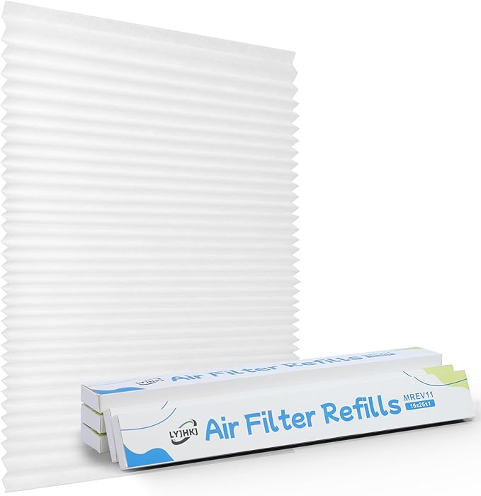 5 Pack 16x25x1 MERV 11 Air Filter Refills, Replaceable Filter Media only for 16x25x1 Reusable Frame (Frame Not Included)