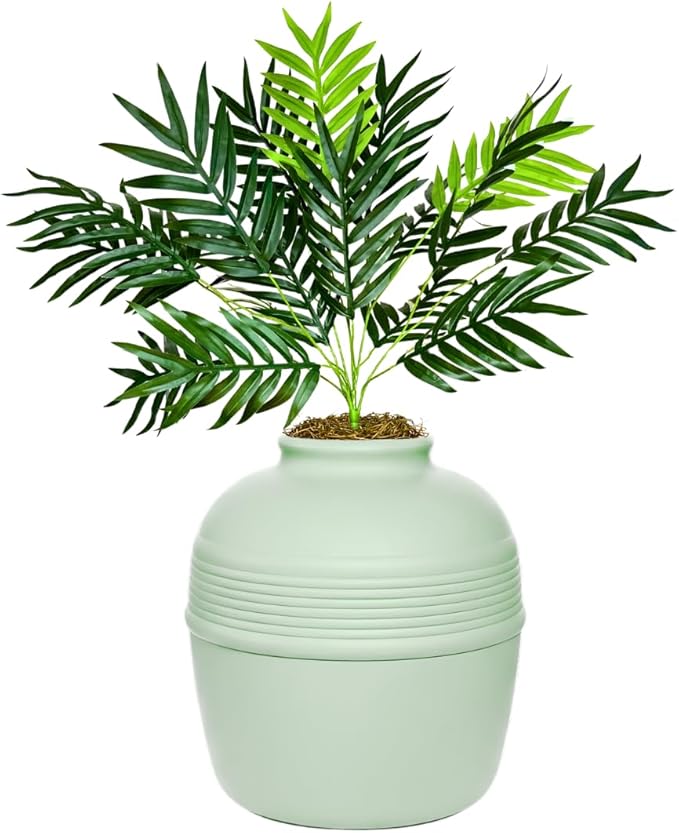 Good Pet Stuff Hidden Litter Box Planter, Decorative Cat Litter Enclosure with Carbon Filter & Faux Plant, Made in USA, Odor Control, Improved Design, NEW Round Style, Base Kit, Sage Green