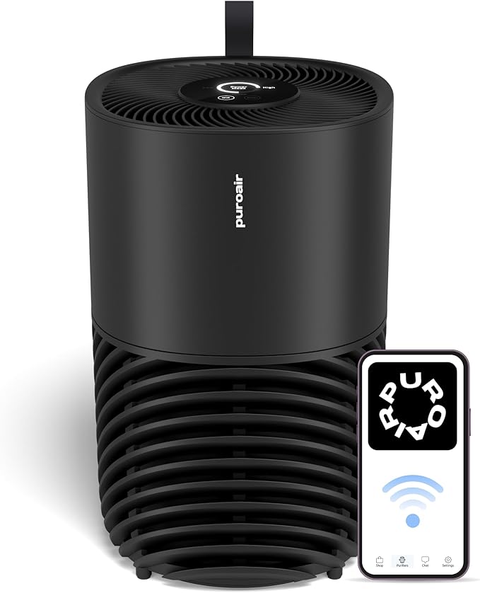 PuroAir 130i Smart Air Purifiers for Home Pets Allergies - HEPA + CarbonTech Filter up to 500X Stronger - Cleans Air Fast - Quiet Sleep Mode, Small Room Air Purifiers for Bedroom, Baby, Office, Dorm