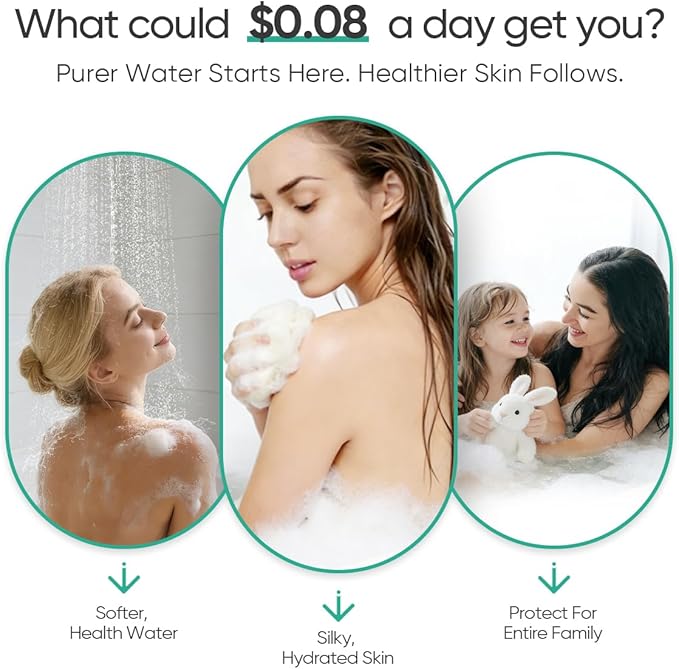 Cobbe High Output Shower Filter for Hard Water - 2 Replaceable Cartridges - Removing Chlorine and Harmful Substance, and Dramatically Improves The Condition of Your Skin, Hair and Nails - Matte Black