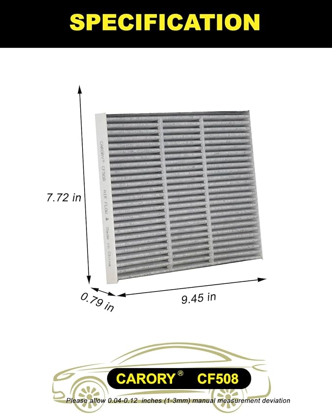 CARORY Cabin Air Filter w/Activated Carbon for Kia Niro (2017-2022), Niro EV (2019-2022), Hyundai Ioniq (2017-2019), OE# 97133-0Z000, 97133-G2000, 97133F2100, CF12508, WP2064, CUK24004