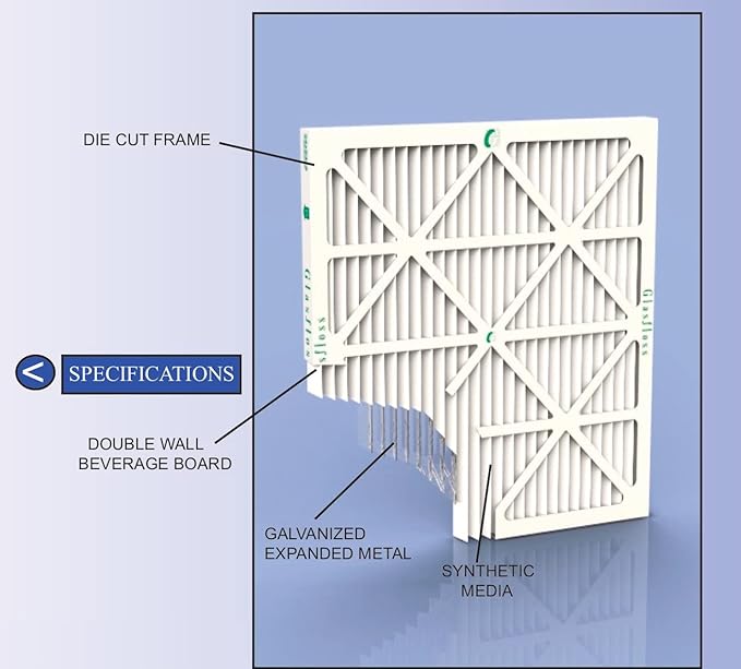 Glasfloss 20x30x1 MERV 10 AC & Furnace Air Filters. Case of 12. Actual Size: 19-5/8 x 29-5/8 x 7/8