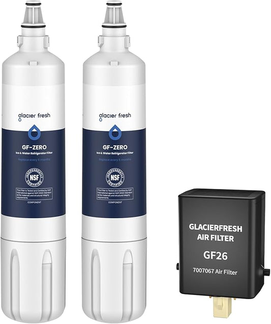 GLACIER FRESH Replacement for 4204490 Water Filter and 7007067 Air Purification Cartridge Combo Pack, Compatible with Sub-Zero 4204490, 4290510 Water Filter, 7042798/7007067 Air Filter(2+1)