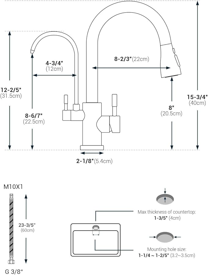 APPASO Kitchen Faucet with Water Filter, CUPC-Certified Hoses for Healthy Water, Matte Black 3 Way Sink Filter Faucets with Sprayer, 2 in 1 Faucet Black Matte (Without Filtration Device)
