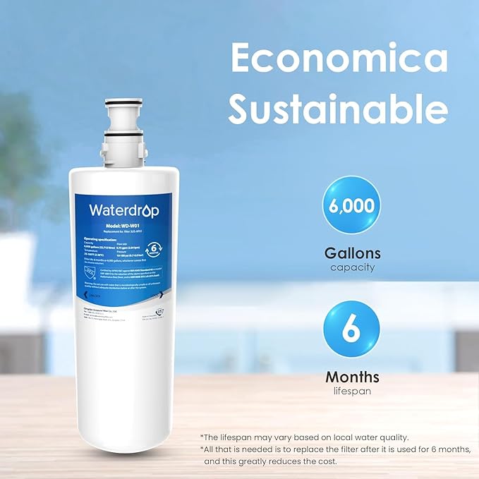 Waterdrop 3US-AF01 Under Sink Water Filter, Replacement for Standard Filtrete® 3US-AF01, 3US-AS01, Aqua-Pure AP Easy C-CS-FF, WHCF-SRC, WHCF-SUFC, WHCF-SUF, NSF/ANSI 42 Certified, 2 Pack