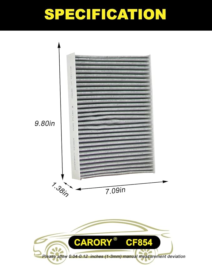 CARORY Cabin Air Filter w/Activated Carbon for 2017-2022 Nissan Qashqai, 2014-2020 Rogue, 2017-2022 Rogue Sport.
