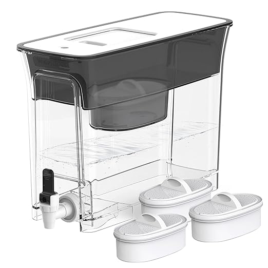 Waterdrop WFD-40L Water Filter Dispenser with 3 Filters, 35-Cup Slim Water Filter Pitcher, Large Capacity, 200-Gallon Long-Life, Reduces Chlorine, PFOA/PFOS and More, BPA Free, Black