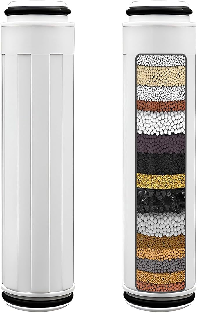 Replacement Filter Compatible For FEELSO High Pressure 3 Spray Mode Filtered Shower Handheld, 15 Stage Hard Water Shower Filter (4pcs), Long bar type, White