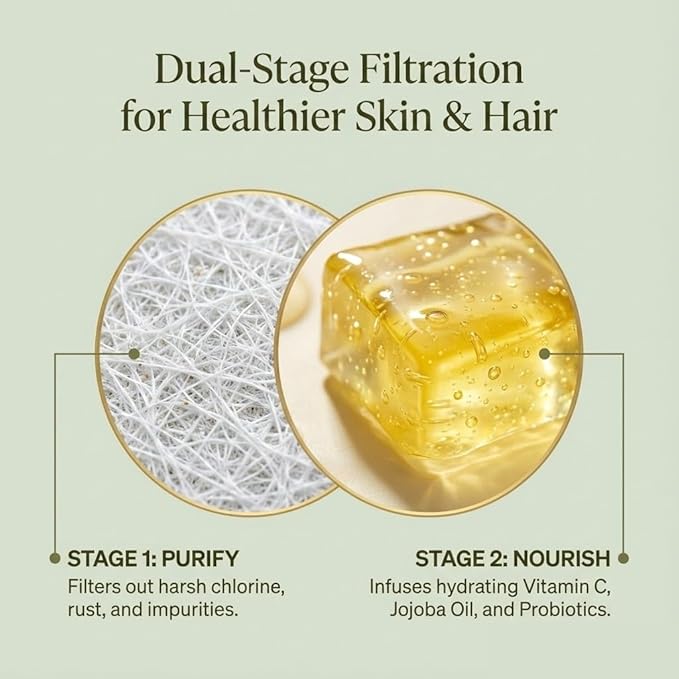 Premium Vitamin C Shower Filter for Hair and Skin - High Output Chlorine Remover & Water Filtration - Reduces Dry Itchy Skin & Frizzy Brittle Hair - Universal Fit (Unscented Bliss)
