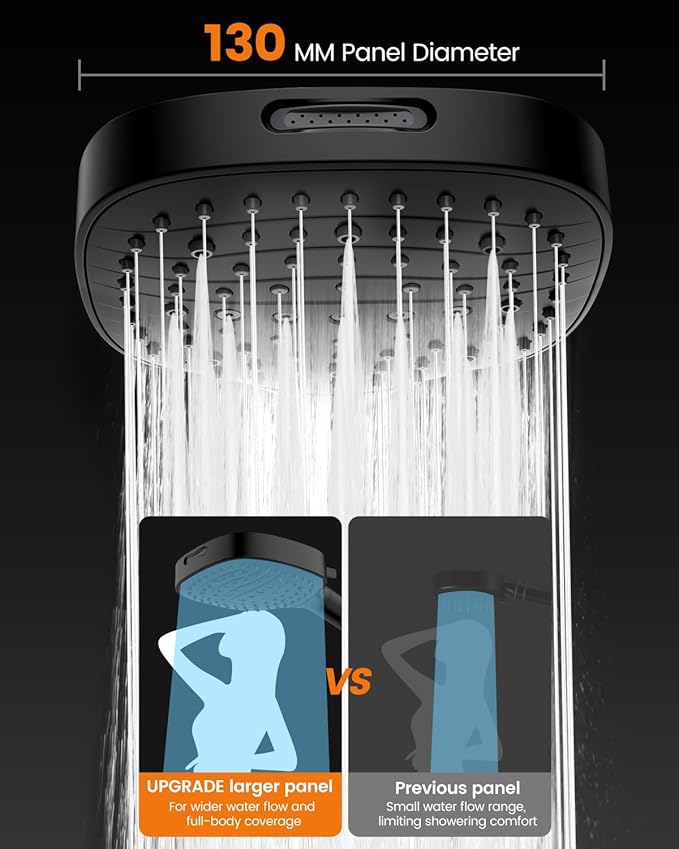 Filtered Shower Head High Pressure 7 Mode, Black Handheld Shower Head with Hose and Filters for Hard Water, Remove Chlorine-Reduce Dry Itchy Skin, Anti-clog Nozzles, Built-in Power Wash to Clean Tub