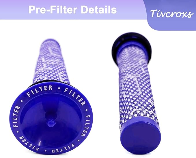 4 Pack V8 Vacuum Filters Replacement Kit Compatible with Dyson V7, V8 Animal and Absolute Vacuum, Compare to Part 965661-01 and 967478-01, 2 Pre-Filters, 2 Post-Filters