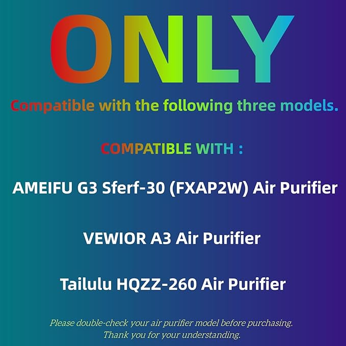 G3 Pet Care Filter Compatible with AMEIFU G3 Sferf-30 (FXAP2W) Air Purifier For VEWIOR ClearAir-A3 Air Purifier Filter For Tailulu HQZZ-260 3-IN-1 HEPA Yellow, 2 Pack
