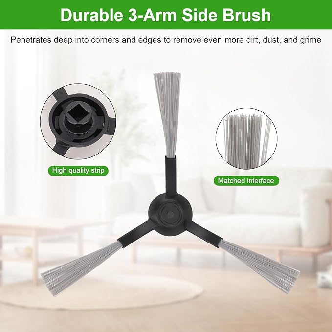 WVCR200S Replacement Parts for WYZE Robot Vacuum Cleaner WVCR200S Spare Accessories - 1 Roller Brush 3 Hepa Filters 3 Side Brush