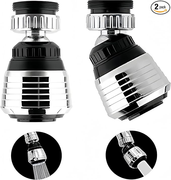 2PCS 360 Degree Swivel Faucet Aerator Deluxe Water Saving Faucet Sprayer Water Saving Bubbler Pressurized Faucet Filter Kitchen Accessories (360 Degree, Count, 2)