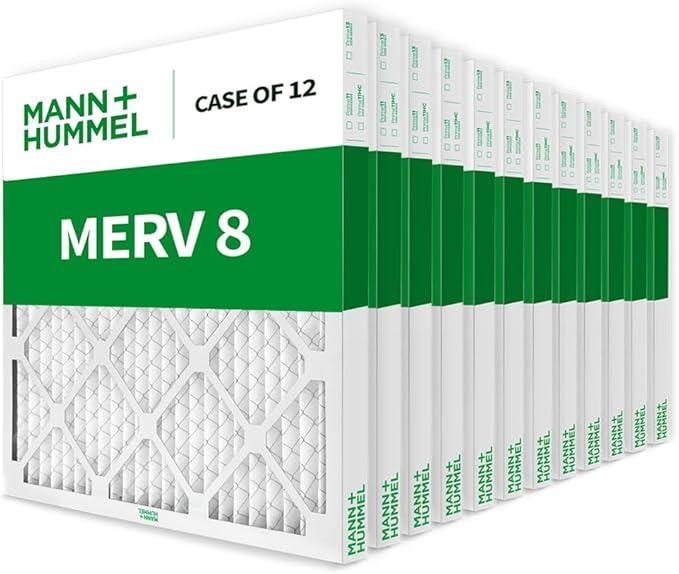Mann+Hummel 16x16x2 MERV 8 Pleated HVAC AC Furnace Air Filters. Case of 12. (Exact Size: 15.5 x 15.5 x 1.75 Inches)
