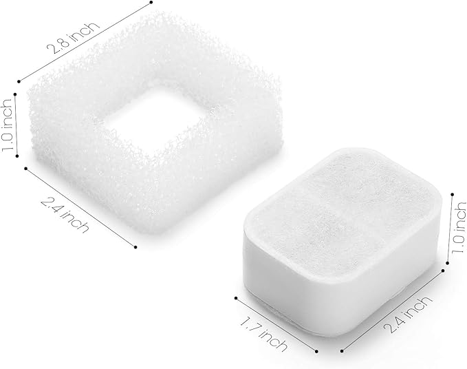 iPettie Replacement Filters for Tritone and Fiumi Ceramic Fountain | 4 Carbon Filters and 1 Foam Filter