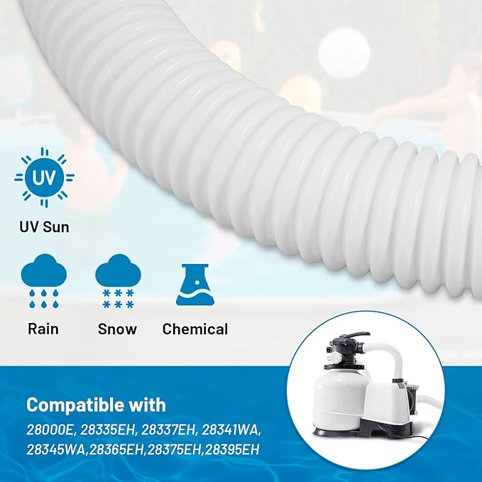 1.5" x 59" Pool Hoses for Above Ground Pools - Pool Pump Replacement Hose Compatible with In tex Coleman Skimmer Surface Skimmer Pool Pump Pool Filter, 3 Pack with 6 Hose Clamps