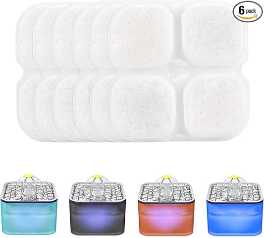 Wonder Creature Cat Fountain Filter Replacement, 6/8/6+6/12+12 Pack for Crystal Cat Water Fountain, 3L/101oz Pet Water Fountain Filters (6 Pack)