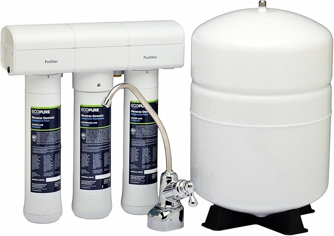 EcoPure Reverse Osmosis Filter and Membrane Set - Includes Membrane ECOROM and Pre/Post Filter Set ECOROF - Plus Reminder Tag - NSF Certified Authentic OEM Parts for ECOP30 RO Unit - EcoPure Only